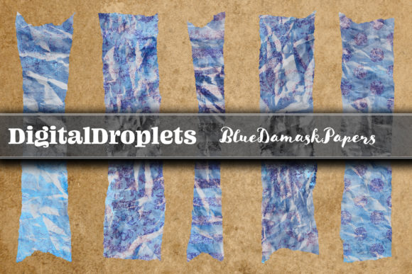 Elevate Your Designs with Blue Damask Washi Tape Assets