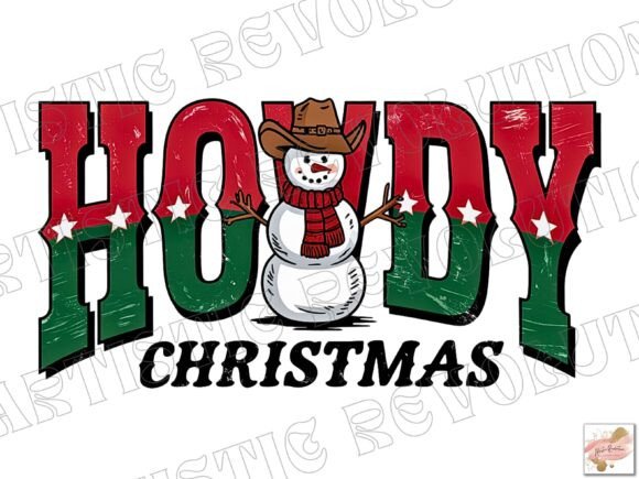 Howdy Snowman PNG: Western Christmas Design Asset