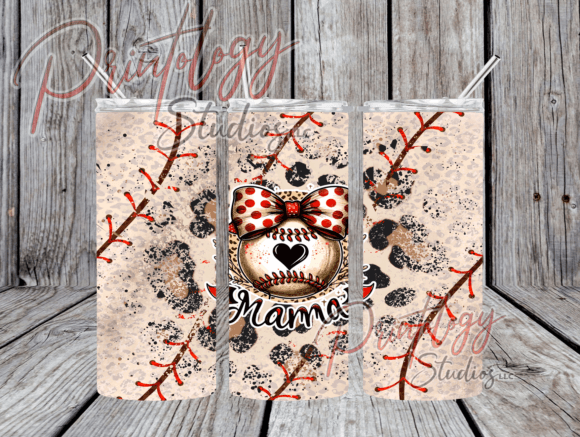 Leopard Print Baseball Mama Tumbler Wrap: Bold Design for Dynamic Branding