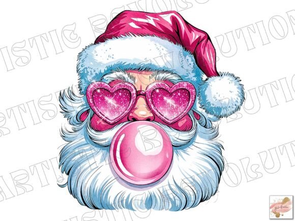 Pink Santa PNG: Modern Christmas Clipart for Creative Projects