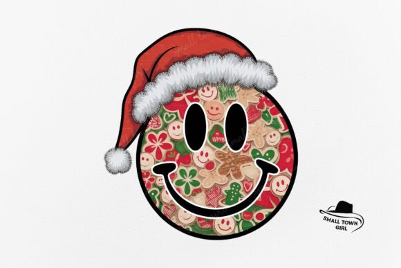Retro Christmas Smiley Face Santa Hat: A Design Asset