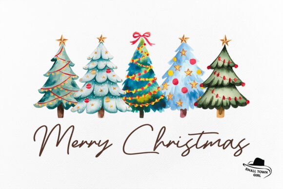 Retro Watercolor Merry Christmas Tree: A Versatile Design Asset