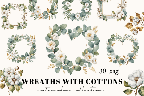 Watercolor Wreath with Cotton Flowers: A Designer's Guide