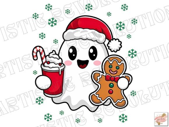 Whimsical Holiday Design: Cute Christmas Ghost PNG